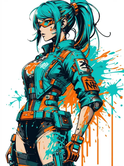 woman, mad-cbrpnksplshrt, outrun, paint splash<lora:Splash_Art_SD1.5:0.7>, (masterpiece:1.2), best quality, (hyperdetailed, highest detailed:1.2), high resolution textures