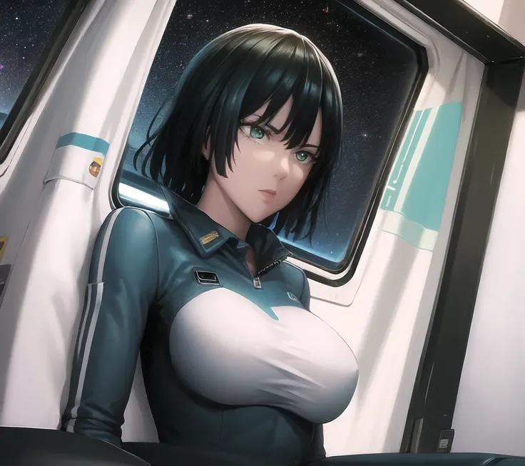 <lora:FubukiOPM:1>,best quality, high resolution, (pilot suit),(outer space:1.2),cockpit,spaceship,(Seeing the Earth from the Window)