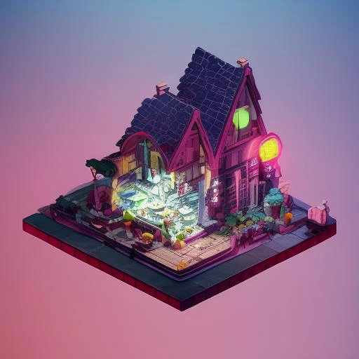 IsometricFuture, isometric cutaway, Gothic, Black Thundery Features, Isometric, Tokyo City, Neon Cyberpunk,thunderstorm, night sky, thunderstorm, bad weather, Stormy Weather, Lightning, Depth of Field, Rim Lighting, Shadows, octane render, futuristic lighting, neon colors, unreal engine 5, IsometricFuture