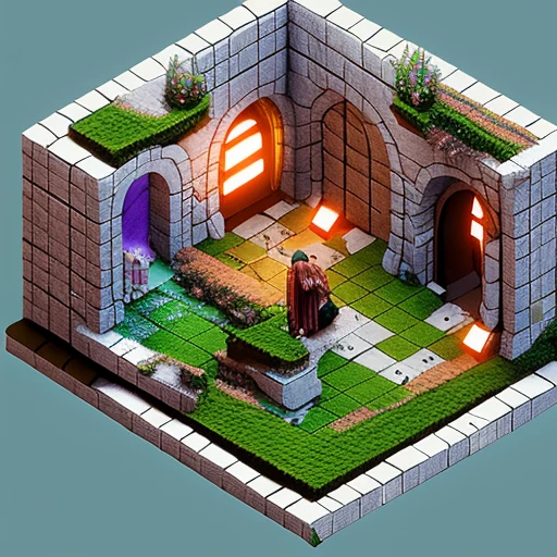 IsometricFuture,Fantasy RPG Dungeon, diagram overlook, thunderstorm, isometric cutaway, Stormy Weather, Lightning, Depth of Field, Full-HD, Rim Lighting, Vibrant Sharp Cinematic Lighting, Shadows, Chromatic Aberration, art by artgerm, greg rutowski, square enix, unreal engine 5, FXAA, IsometricFuture