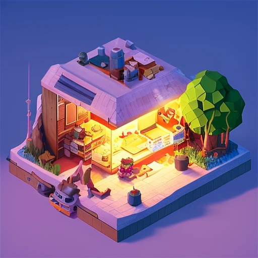 IsometricFuture, Anime Style School, isometric cutaway, night sky, city view, Depth of Field, Full-HD, Rim Lighting, Vibrant Sharp Cinematic Lighting, Shadows, Chromatic Aberration, art by artgerm, greg rutowski, square enix, unreal engine 5, FXAA, IsometricFuture
