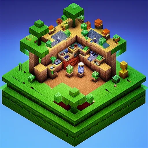 IsometricFuture, Minecraft with Creepers, isometric cutaway, Magic Wizards, Zombies, Depth of Field, Full-HD, Rim Lighting, Vibrant Sharp Cinematic Lighting, Shadows, Chromatic Aberration, art by artgerm, greg rutowski, square enix, unreal engine 5, FXAA, IsometricFuture