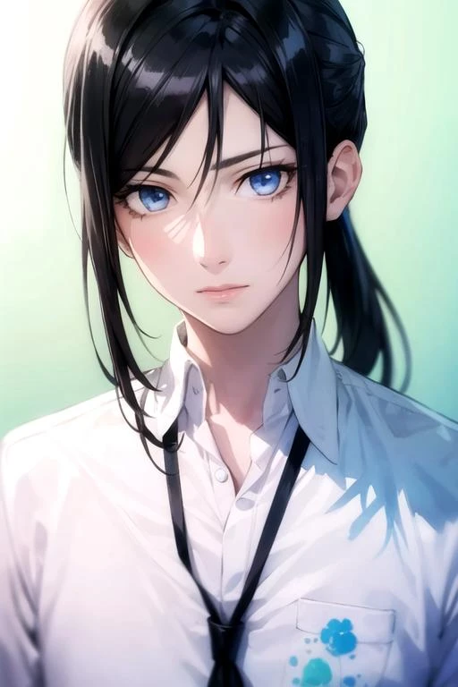 masterpiece, best quality, sketch, 1boy, solo, male focus, looking at viewer, upper body, depth of field, (watercolor illustration, soft pastel colors:1.1), realistic, <lora:kurou_yatogami:0.68>, kurou_yatogami, black hair, blue eyes, long hair, ponytail, lion costume, , 16k resolution