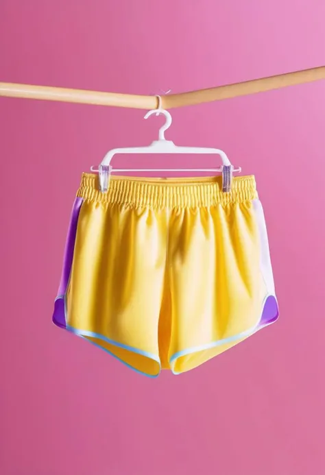 a close up of a fitness panties hanging on a hanger, isolated background, studio lighting, product photography, professional, sharp focus,