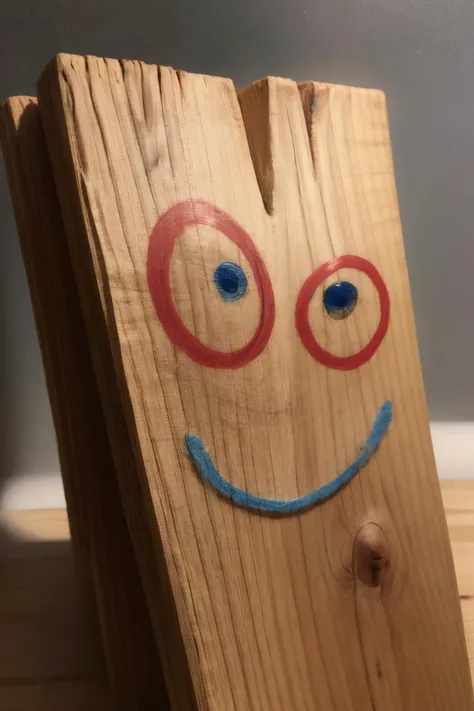 <lora:Characters\Plank-EEE10v6:1.0> ,Plank, smile, blue eyes, blue lips, red circle, still life, wood, no humans, highly detailed, intricate detail, delicate and beautiful, good lighting, professional lighting, sharp focus, detailed shadows, exquisite details and textures, depth of field, dynamic camera angle