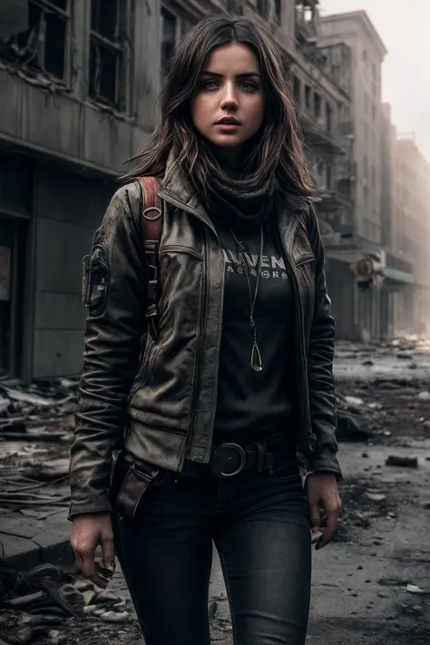 AnaDA_SoloTI_v1,
(In a rugged, survivalist outfit with practical gear and a worn backpack, exuding resilience and solitude), (Amidst the desolate streets of a post-apocalyptic city, where abandoned buildings and eerie silence create a symphony of isolation and tension, a sense of survival and determination fills the haunting air:1.3), (resilient:1.3), (moody, desaturated colors, empty urban landscapes, contemplative shot:1.3),
 <lora:add_detail:0.6> epiCPhoto, PA7_Portrait-MCU,