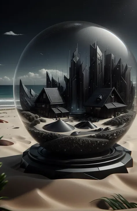 <lora:BatmanCore:1> BatmanCore, a snowglobe with a summer beach scene inside, (Masterpiece:1.3) (best quality:1.2) (high quality:1.1)