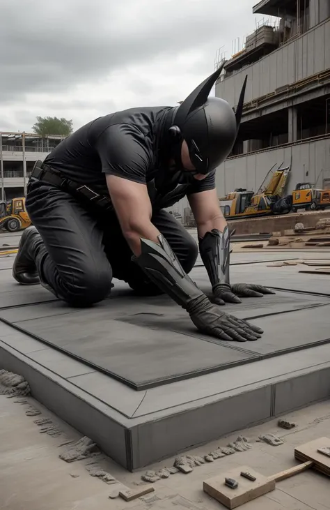 <lora:BatmanCore:1> BatmanCore, man construction worker laying concrete for a new road, (Masterpiece:1.3) (best quality:1.2) (high quality:1.1)