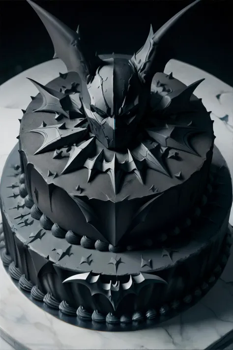 <lora:batmancore:0.6>, BatmanCore cake || masterpiece, 8k, high resolution, shallow depth of field, sharp focus