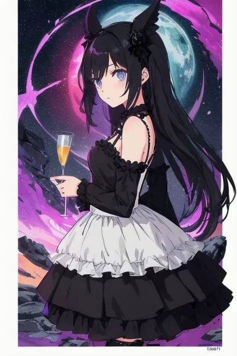 falling, a goth girl wearing a short black transparet nightgown,