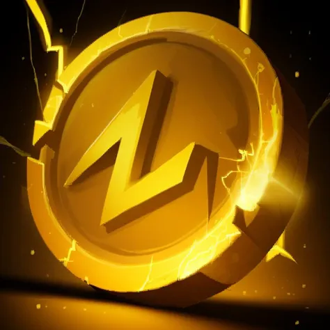 ((masterpiece,best quality)), <lora:FantasyIcons_Coins:0.8>, yellow coin, glowing, lightning symbol, sparks, electricity, arch lightning, shiny metal