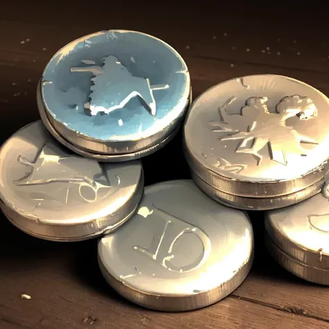 ((masterpiece,best quality)), absurdres, <lora:FantasyIcons_Coins:0.8>, silver coin, multiple coins,