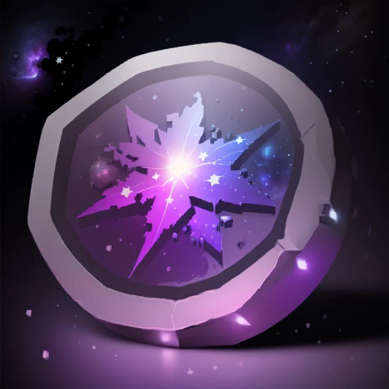 ((masterpiece,best quality)), <lora:FantasyIcons_Coins:0.8>, purple coin, glowing, star symbol, space, stars, planets, cosmos, nebula, shiny metal