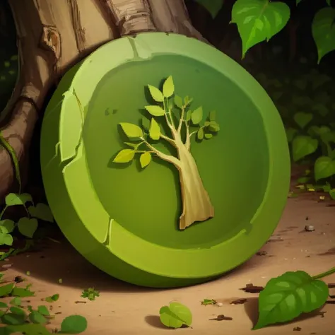 ((masterpiece,best quality)), <lora:FantasyIcons_Coins:0.8>, green coin, glowing, nature, tree symbol, leaves, ivy, shiny metal