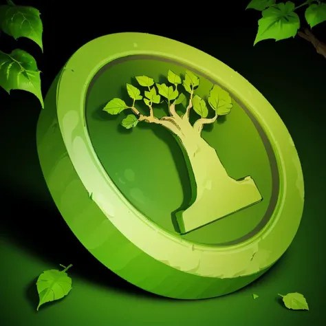 ((masterpiece,best quality)), absurdres, <lora:FantasyIcons_Coins:0.8>, green coin, glowing, nature, tree symbol, leaves, ivy