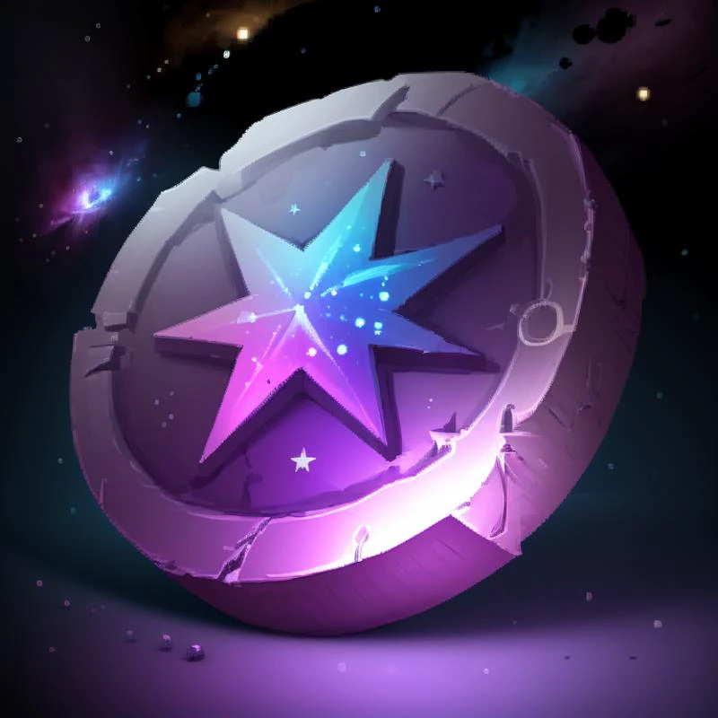 ((masterpiece,best quality)), <lora:FantasyIcons_Coins:0.8>, purple coin, glowing, star symbol, space, stars, planets, cosmos, nebula, shiny metal