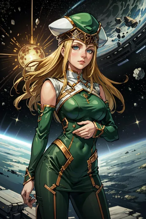 ((masterpiece, best quality))
<lora:ValkyrieProfileFreya:0.8>
ValkyrieProfileFreya, 1girl, solo, long hair, blonde hair, blue eyes, inside a futuristic space station, stars and space background, standing straight with hands clasped behind