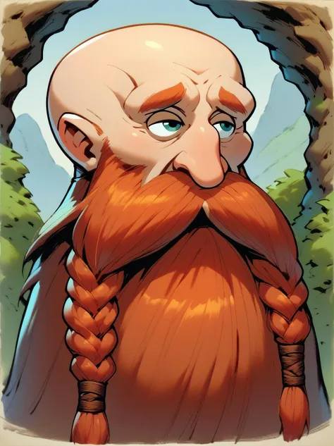 comic ,score_9, score_8_up, score_7_up, score_6_up, score_5_up, score_4_up, <lora:Harry_Dwarf_Pony_XL:1>,   portrait, Harry_Dwarf,  bald, bangles,  with long red beard and braided moustache,  exciting, dynamic,  <lora:handsomize_x_pdxl_v1:1>, handsomize . graphic illustration, comic art, graphic novel art, vibrant, highly detailed