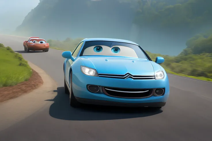 (modern disney style) (cars :1.3), smiling citroenc6