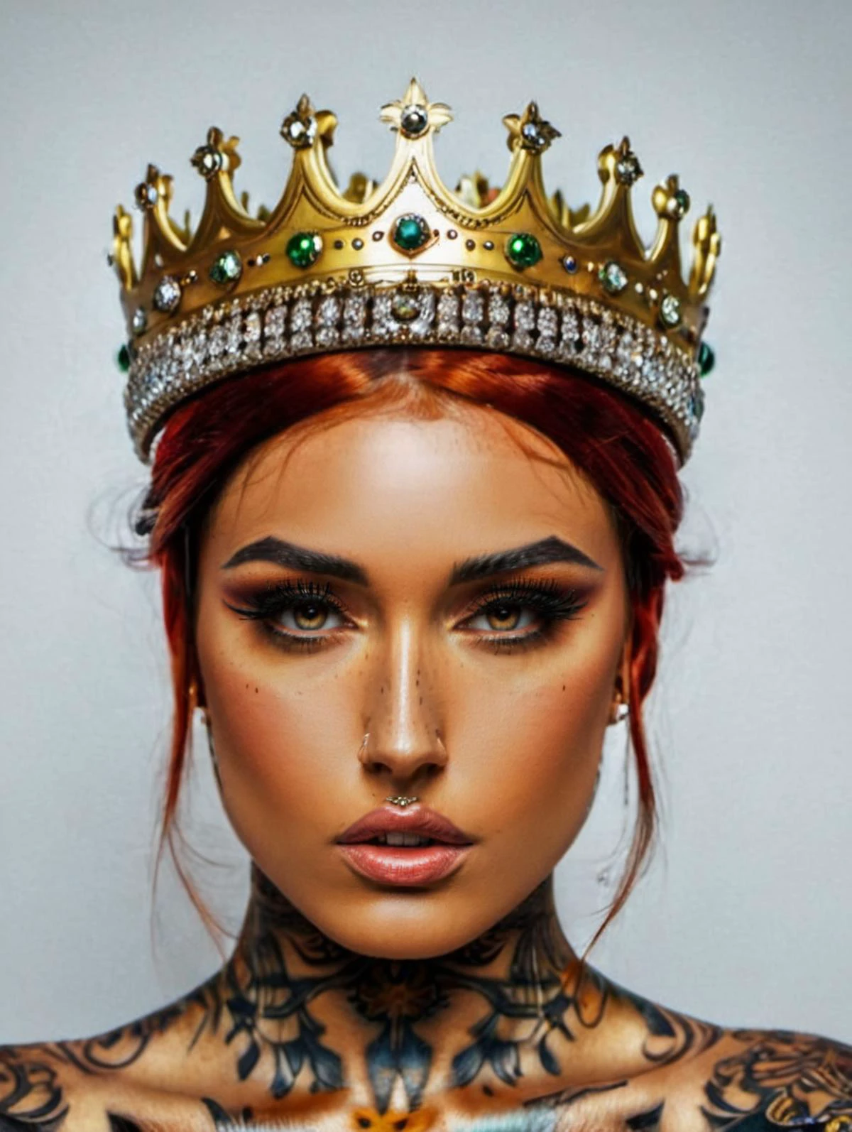 breathtaking a woman with tattoos and a crown on her head and arms, posing for a picture
<lora:Haris_Nukem_Style_XL:0.8> <lora:PerfectEyesXL:0.8> perfecteyes <lora:stylesqueeze_v2_xl:0.8>, masterpiece, award-winning, professional, highly detailed