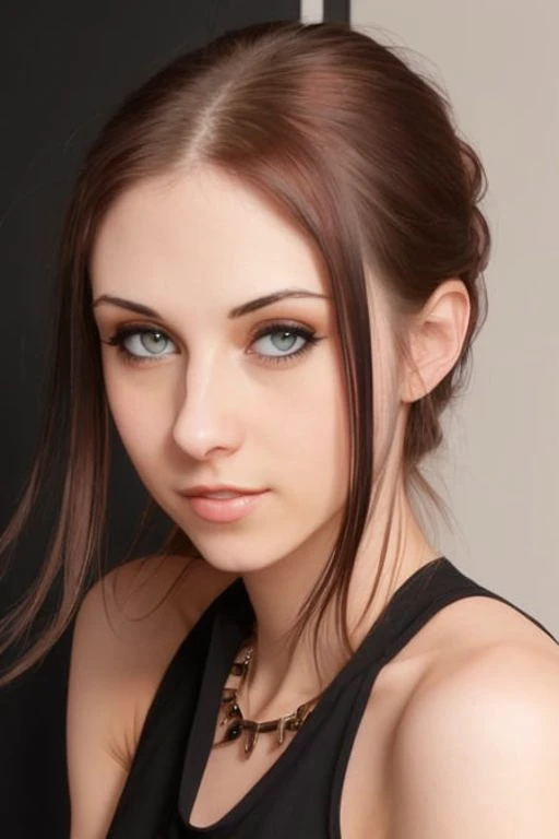 professional photograph of a woman wearing a black tank top, face focus, <hypernet:LizVicious:1>