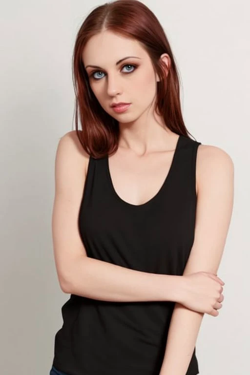 professional photograph of a woman wearing a black tank top, face focus, <hypernet:LizVicious:1>