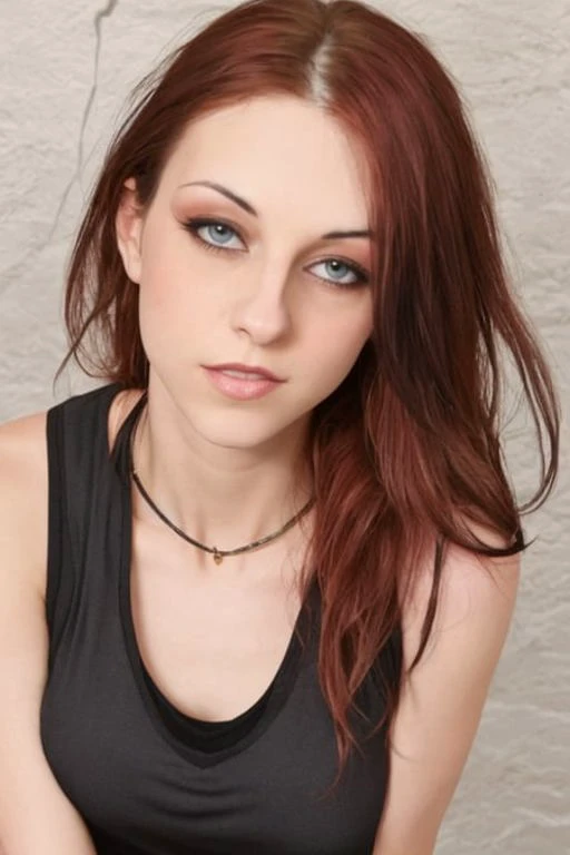 professional photograph of a woman wearing a black tank top, face focus, <hypernet:LizVicious:1>