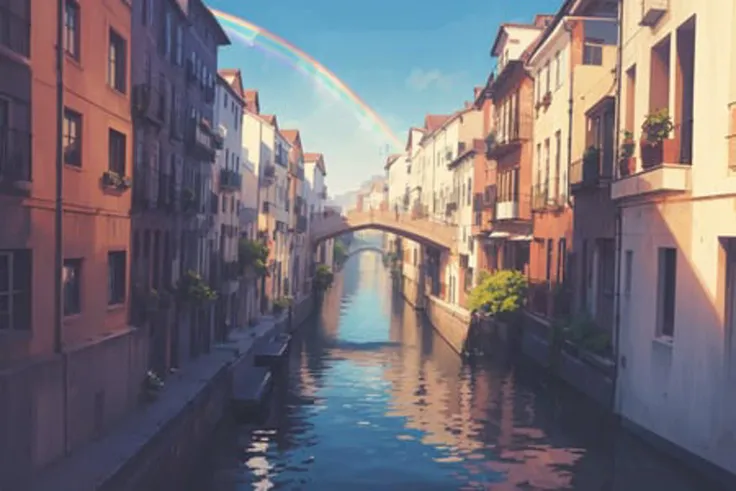 masterpiece,best quality,rainbow,river