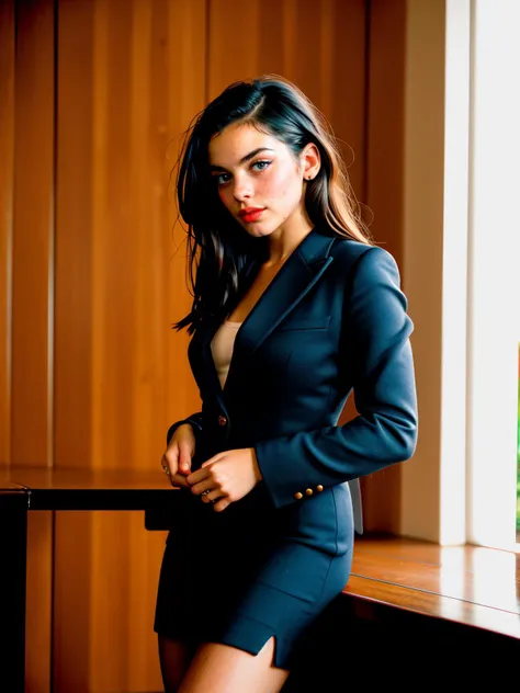 RAW photograph, tv_Veronique_LaSalle_MXAI
BREAK
, angry expression, wearing a pencil skirt, wearing a dress shirt, wearing a blazer, standing at the edge of a conference table, shot from below, ((cowboy shot)), PA7_Portrait-HL_v2
BREAK, (((Ultra-HD-details, Ultra-HD-detailed, Ultra-HD-realistic, Ultra-HD-photo-same-realistic-quality-details))), 8k uhd, dslr, soft lighting, high quality, film grain, Fujifilm XT3