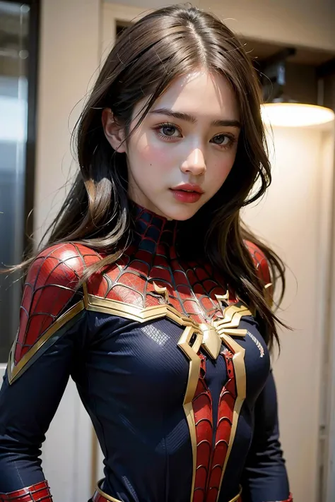(masterpiece), best quality, perfect face, 1girl,  spiderman armor suit,  <lora:panda_BNK48-02:1>