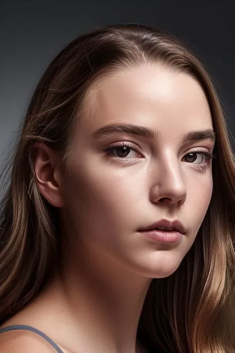 (close-up:1.0) portrait of (young:1.0) sks woman, (oiled shiny skin:1.0), (subtle profile angle:1),
(8k uhd:1.0), (best quality:1.0), (masterpiece:1.0), (sharp focus:1.0), (simple-grey-backdrop:1.0),
<lora:CR-AnyaTaylorJoy-small-v1-malcolmrey:0.8>