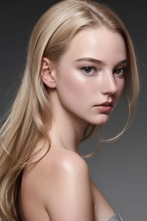 (close-up:1.0) portrait of (young:1.0) sks woman, (oiled shiny skin:1.0), (subtle profile angle:1.0),
(8k uhd:1.0), (best quality:1.0), (masterpiece:1.0), (sharp focus:1.0), (simple-grey-backdrop:1.0),
<lora:CR-AnyaTaylorJoy-small-v1-malcolmrey:0.8>