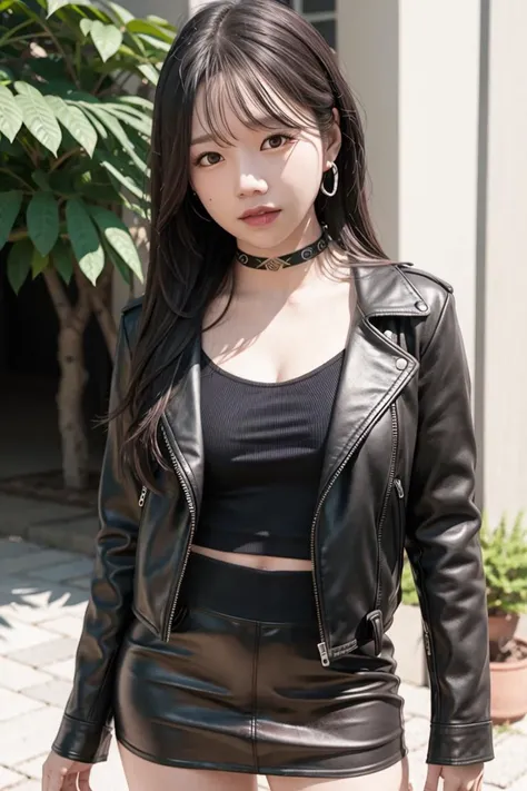 joyuri, night, on a streets, summer, RAW,(8k, best quality, masterpiece:1.2),(intricate details:1.4),(photorealistic:1.4),octane render, complex 3d render ultra detailed, studio soft light, rim light, vibrant details, ultra detailed, realistic skin texture, detailed face, beautiful detailed eyes, extremely detailed CG unity 8k wallpaper, makeup, (detailed background:1.2), (cowboy shot:1.2),(perfect anatomy:1.2),(wide hip:1.1),(black leather jacket, mini skirt, choker, bracelet:1.1), <lora:joyuri-v1:1>