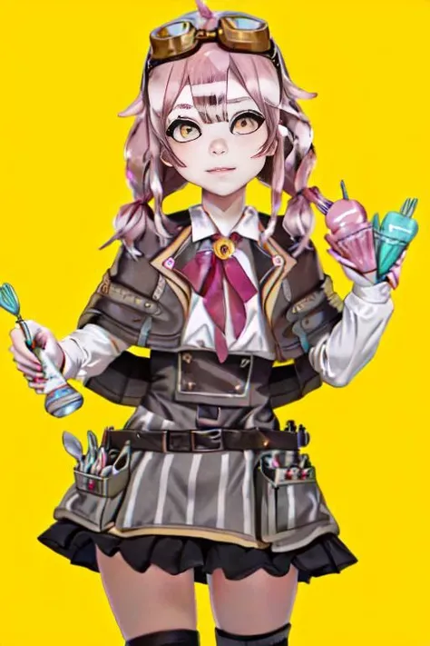 (((picture-perfect))) (((ace_taffy_v2, yellow eyes, pink hair, brown capelet))) <lora:ace_taffy_v2-000012:1>