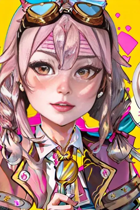 (((picture-perfect))) (((ace_taffy_v2, yellow eyes, pink hair, brown capelet))) <lora:ace_taffy_v2-000012:1>