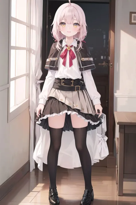 Photograph of the upper body of a beautiful woman, , [see through](white shirt:1.47),(Black plaid knee-length skirt:1.47),(Black sweater:1.47) big breasts, (small waist, perfect body), earring, Sharp focus, (tall body, mature woman), ((Looking ahead)), (Highly detailed skin, hair follicles:1.4,white skin) (long white hair,purple eyes) wear glasses, Looks embarrassed.