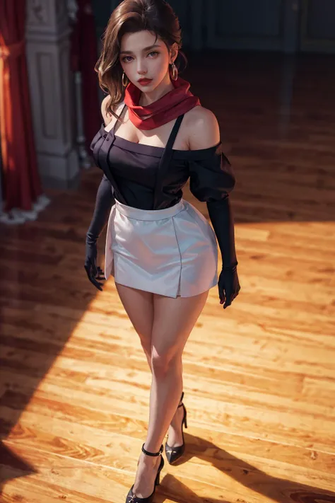 ((Best quality, Masterpiece, (only 1 girl), ((short horns, blonde hair, red eyes, symmetrical face, (An extremely short dress with long sleeves, Lift up the dress, panties), (Looking down, Focus on legs, evil smile, Sticking out tongue), Serenity of the little lady, big breasts), steam, Rear side solar lighting, in the background a bedroom with dark furniture, Canon EOS 50mm camera)