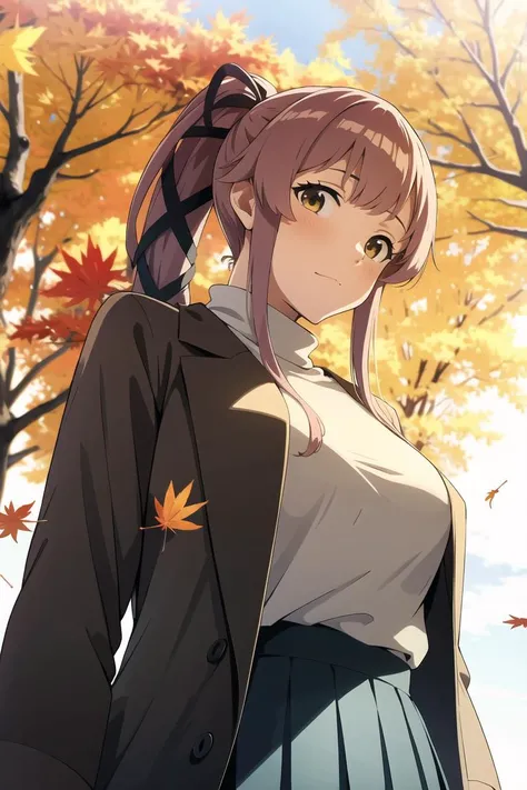 best quality,
1girl, solo,
town, autumn leaves, upper_body, view from below, looking at viewer,
<lora:YURA-09:0.8:lbw=1,1,1,1,1,1,1,1,1,1,1,0,0,0,0,0,0>(pink) hair,
yuravalentinekc, hair flaps, long hair, hair ribbon, ponytail, white sweater, brown coat, coat on shoulders, pleated skirt,blue skirt,
<lora:konishi_lora_v2-000008:0.8:lbw=1,1,1,1,0,0,0,0,0,0,1,1,1,1,1,1,1>