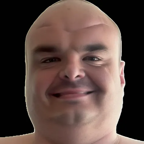 closed eyes, bald, parted lips, solo, close-up, blue sky, open mouth, jacket, sky, short hair, joe prena, buzz cut, teeth, very short hair, ceiling light, tank top, portrait, looking at viewer, brown eyes, ceiling, closed mouth, thick eyebrows, glasses, looking up, brown hair, hazel green brown eyes, balding, caucasian, male, outdoors, facing viewer, zipper, mature male, facial hair, white background, lips, nose, cloud, hood, tan, old, grin, from side, profile