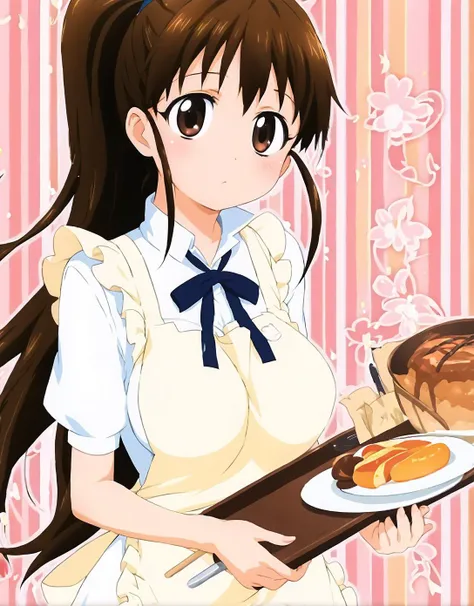 score 9, score 8 up, score 7 up, rating questionable,
detailed background,
<lora:popura.pony:1>,
popura,
large breasts,
apron dress,