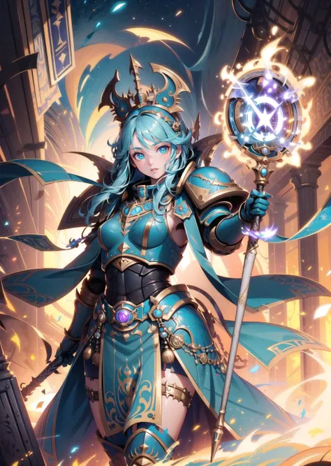 (1girl) (digital) (in detailed underground tomb, (armor, magic, glowing, holding staff)) , best quality, <lora:boldline:0.2> <lora:hairdetailer:0.2> thousandsons <lora:thousandsons:0.9>