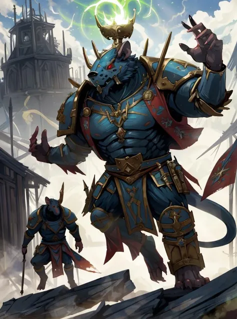 thick arms, thick legs, wide thick chest, large pectorals, wide strong neck, abs, mighty powerful body, veiny muscles, long body, male, red eyes, alpha male, handsome!, evil, villain, detailed background, masterwork, sharp details, muscles, muscular, full body pose, ethereal lighting, multiple characters, blistering hot day, hot wasteland, group, absurdly detailed, bloody dictatorship - rampant anarchy - bloody dictatorship - rampant anarchy, 
 <lora:SkavenFRL27nO:0.85> skaven, <lora:thousandsons:0.8> thousandsons, armor, magic, glowing