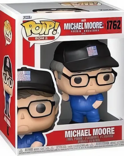 Funko Pop, Michael Moore, in a Funko Pop box, English text, <lora:Funko_Pop_SDXL:1>