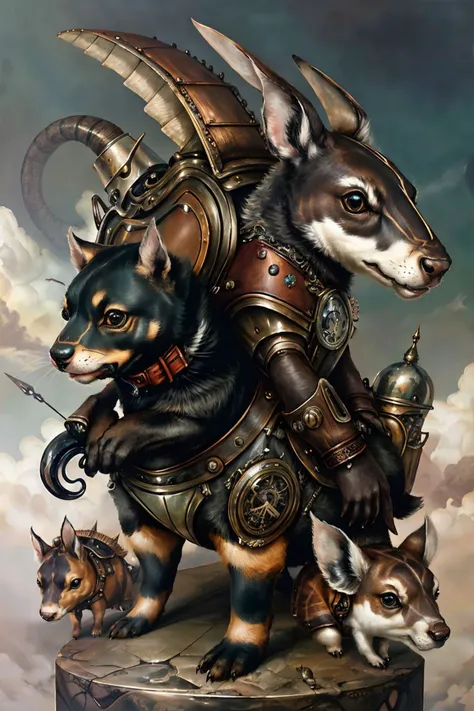 surreal00d, Salamander, Shepweiler, Armadillo, very Cute, concept art, Steampunk Art, Polychromatic, <lora:surreal00d-000010:1>