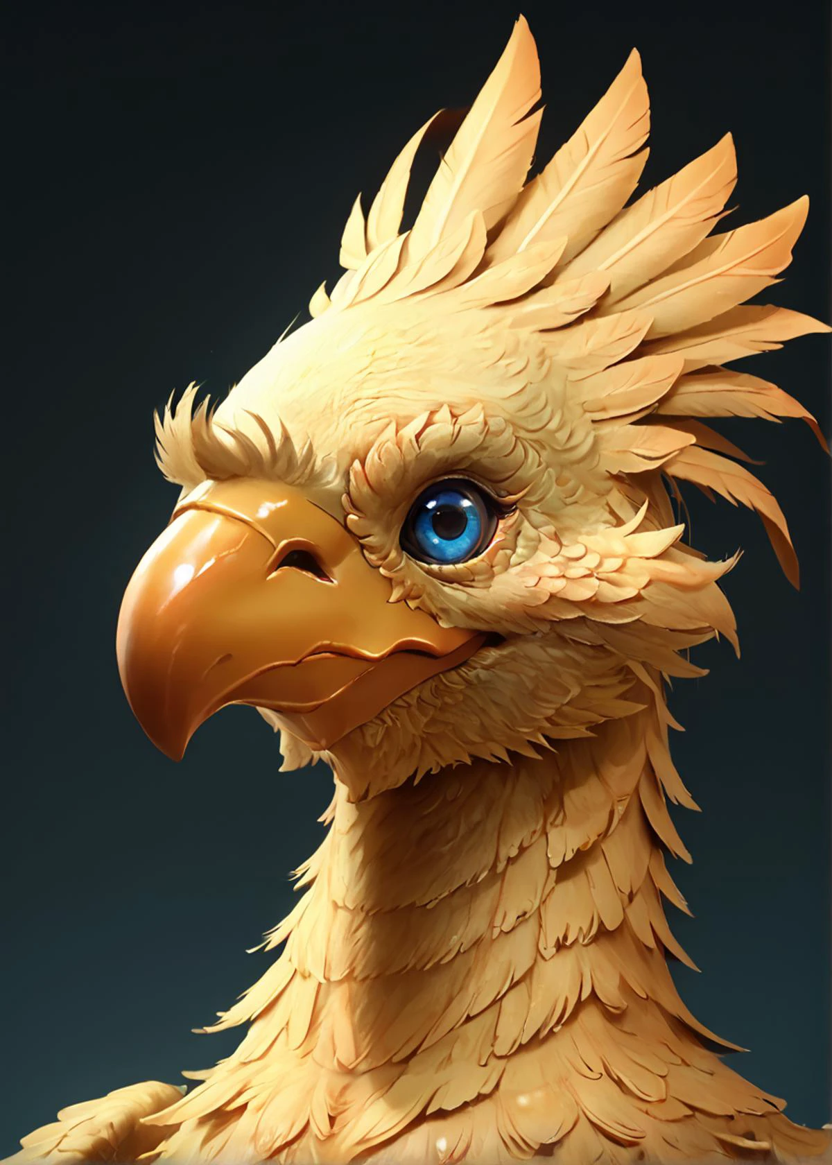 (score_9, score_8_up, score_7_up, zPDXL), chocobo <lora:chocobo_(ponyxl):1>, no humans, upper body,