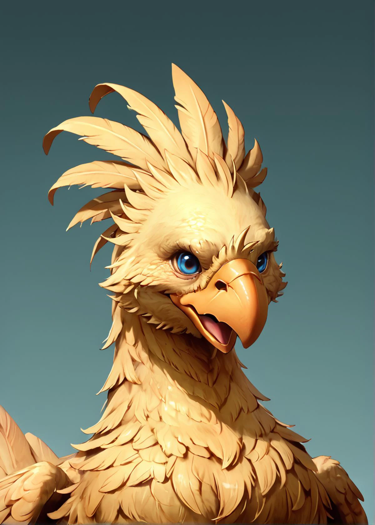 (score_9, score_8_up, score_7_up, zPDXL), chocobo <lora:chocobo_(ponyxl):1>, no humans, upper body,