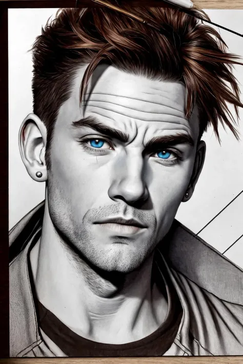 um close up de um homem, Epic portrait illustration, in illustration style digital, estilo de arte vetorial, Arte vetorial UHD, retrato colorido detalhado