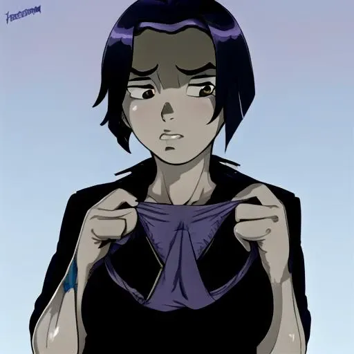 (underwearshowcase) (raven) holding her panties <lora:UNDERWEARSHOWCASE-10:1> <lora:RAVEN-10:1>