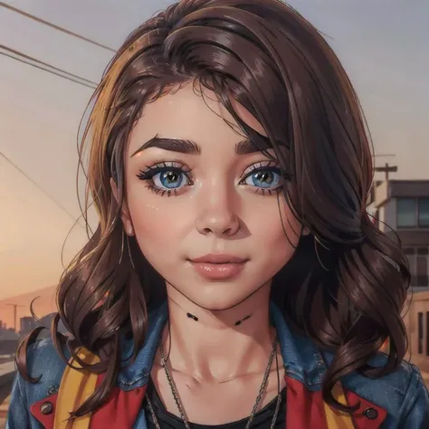 digital art, <lora:sarah-hyland-v1.0:1>, ((s4r4h)) , looking at viewer