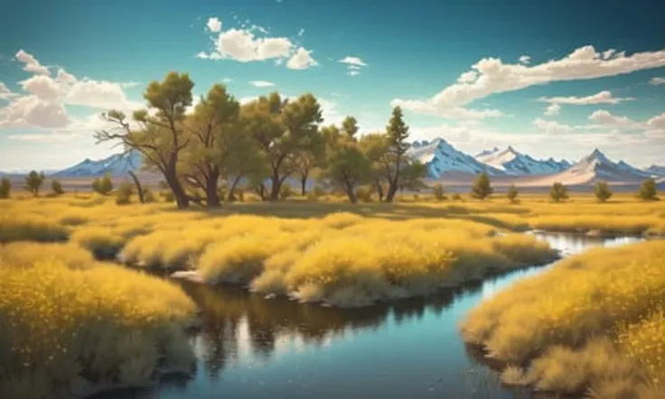masterpiece, best quality, high quality, extremely detailed CG unity 8k wallpaper,flowering landscape ,A dry place like an empty desert,dearest,foxy,Mono Lake,hackberry,3D Digital Paintings,award winning photography, Bokeh, Depth of Field, HDR, bloom, Chromatic Aberration ,Photorealistic,extremely detailed, trending on artstation, trending on CGsociety, Intricate, High Detail, dramatic, art by midjourney, 

 <lora:Style CheeseDaddysLandscapes_35:1>